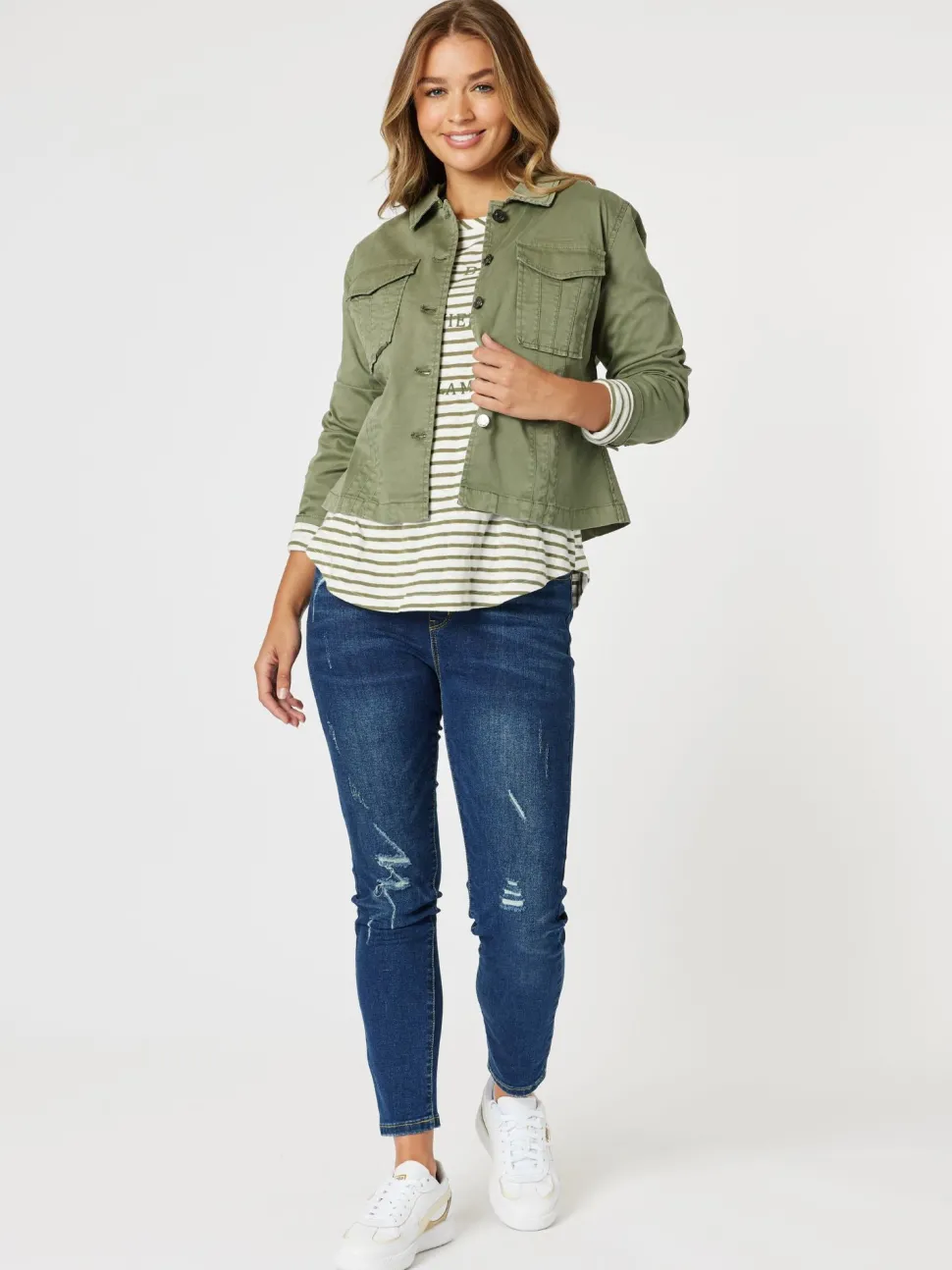 Retro Denim Jacket - Washed Khaki