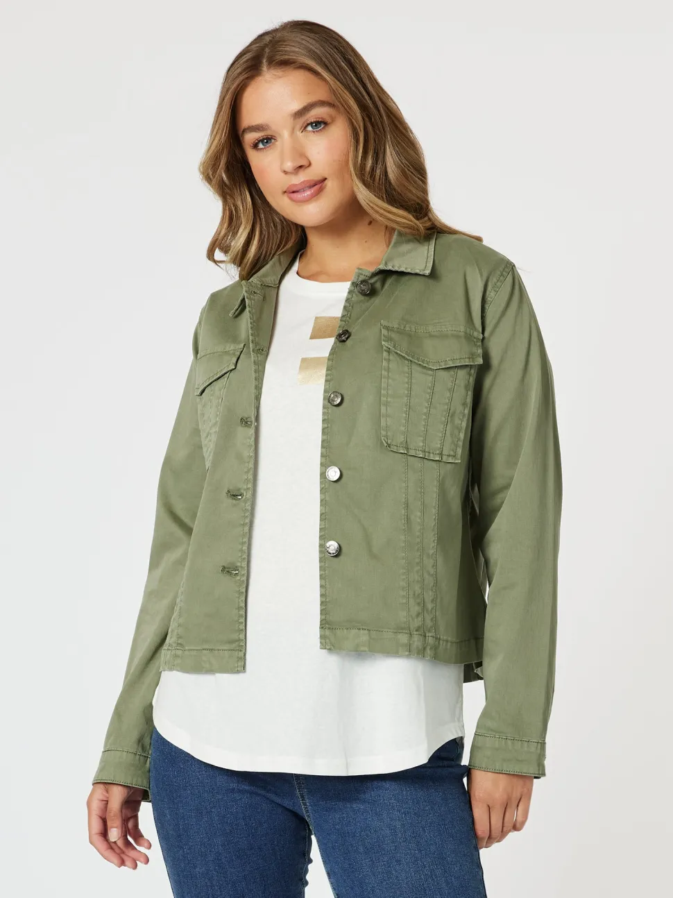 Retro Denim Jacket - Washed Khaki