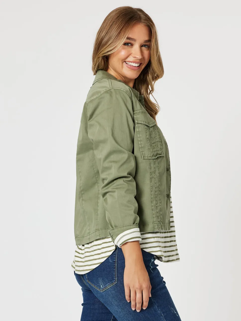 Retro Denim Jacket - Washed Khaki