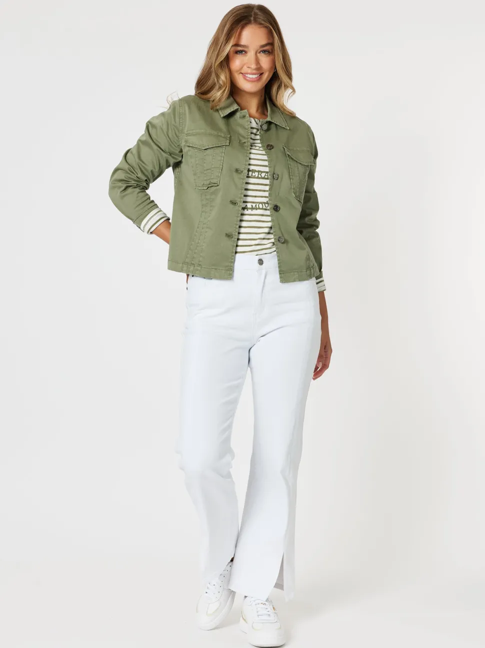 Retro Denim Jacket - Washed Khaki