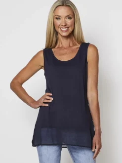 Reversible Georgette Hem Tank - Navy
