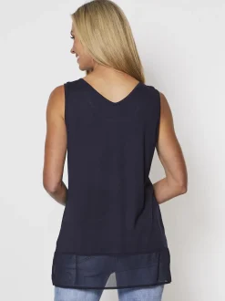 Reversible Georgette Hem Tank - Navy