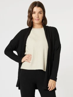 Ribbed Lounge Cardigan - Black