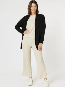 Ribbed Lounge Cardigan - Black