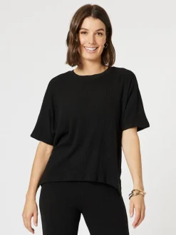 Ribbed Lounge Top - Black