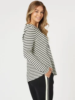 Riviera Long Sleeve Stripe Print Tee - Black/White