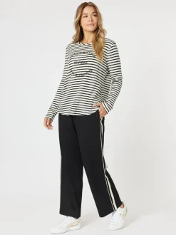 Riviera Long Sleeve Stripe Print Tee - Black/White