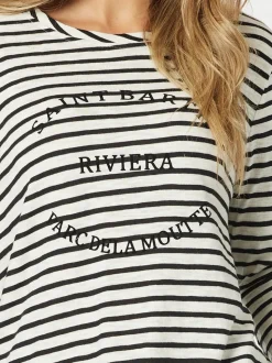 Riviera Long Sleeve Stripe Print Tee - Black/White
