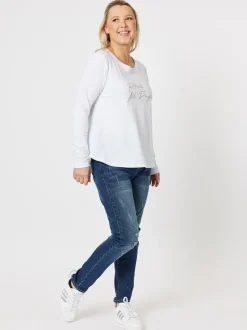Rose All Day Long Sleeve Top - White