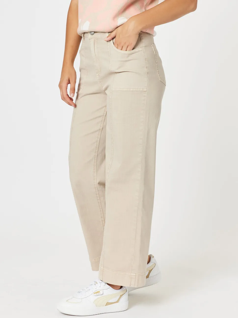 Sabrina Wide Leg Jean - Natural