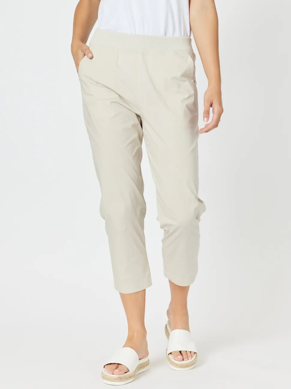 Santorini Cotton Capri Pant - Stone
