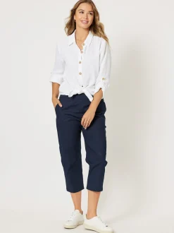 Santorini Cotton Capri Pant - Navy