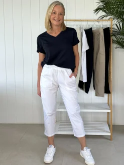 Santorini Cotton Capri Pant - White