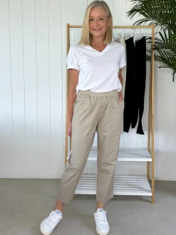 Santorini Cotton Capri Pant - Natural