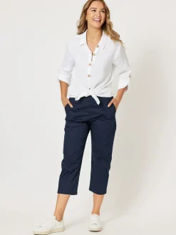 Santorini Cotton Capri Pant - Navy