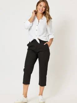Santorini Cotton Capri Pant - Black