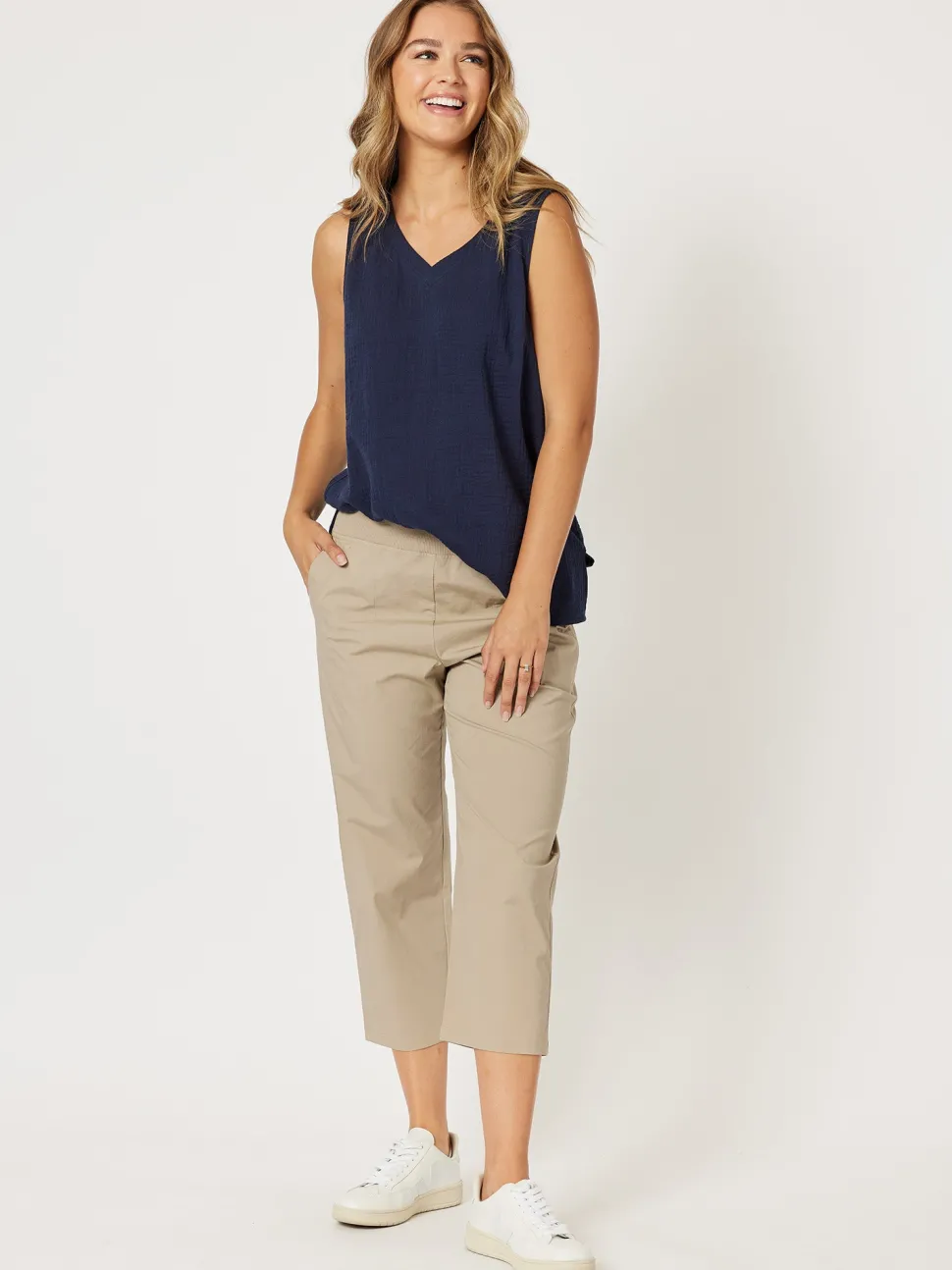 Santorini Cotton Capri Pant - Natural