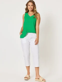Santorini Cotton Capri Pant - White