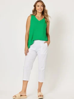 Santorini Cotton Capri Pant - White