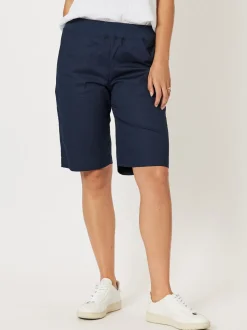 Santorini Cotton Pull On Shorts - Navy