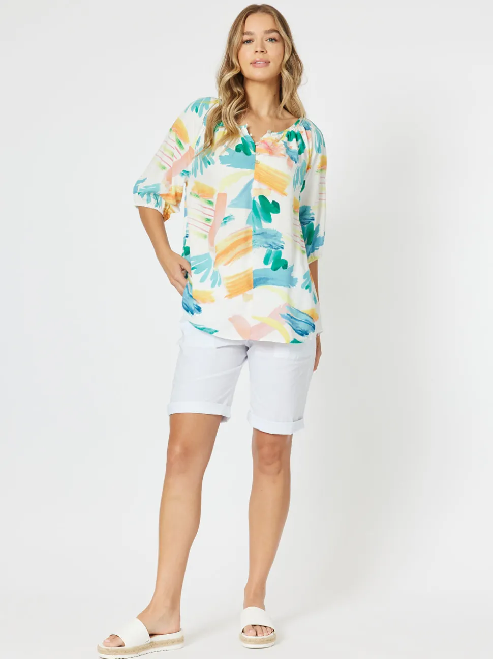 Santorini Cotton Pull On Short - White