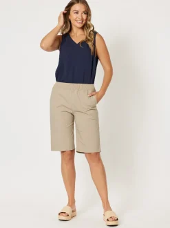 Santorini Cotton Pull On Shorts - Natural