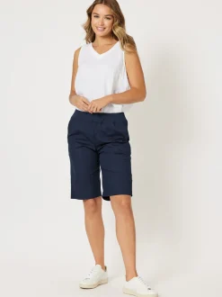 Santorini Cotton Pull On Shorts - Navy