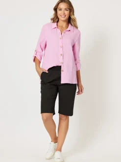Santorini Cotton Pull On Shorts - Black