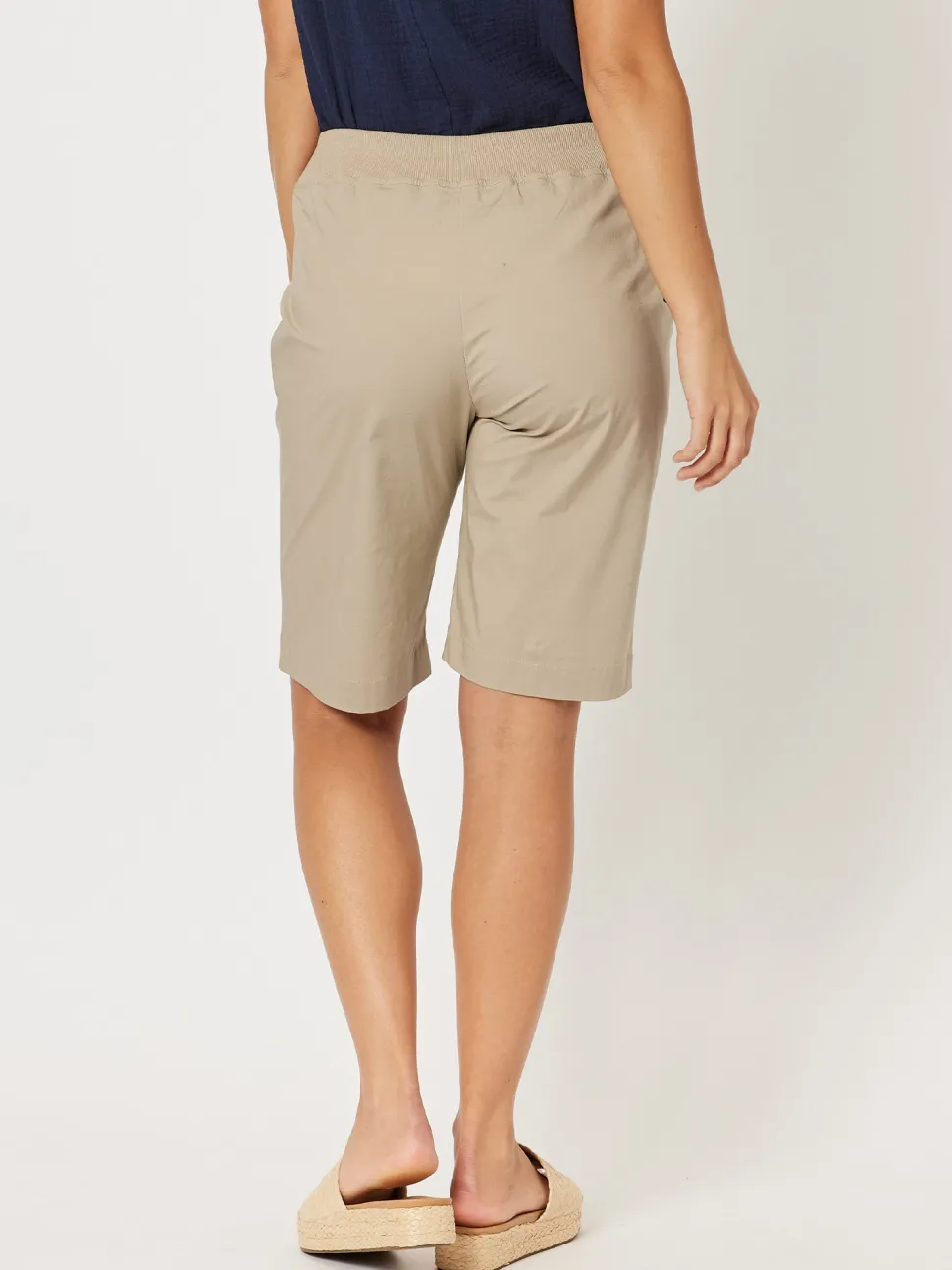 Santorini Cotton Pull On Shorts - Natural