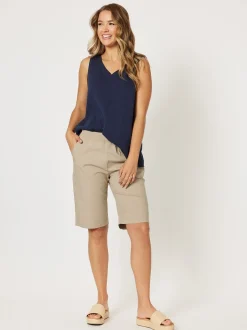 Santorini Cotton Pull On Shorts - Natural