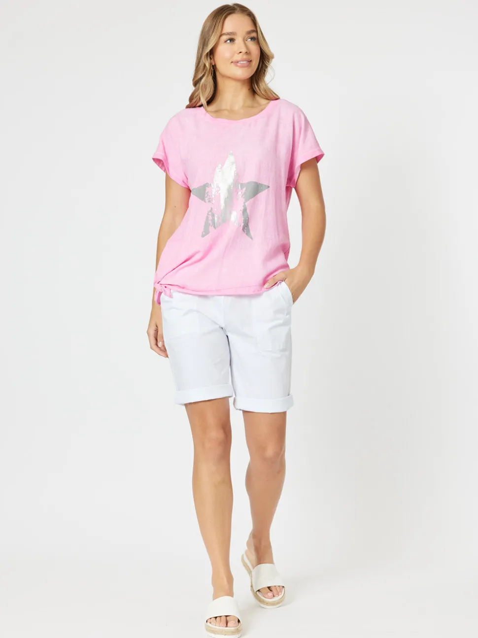 Santorini Cotton Pull On Short - White