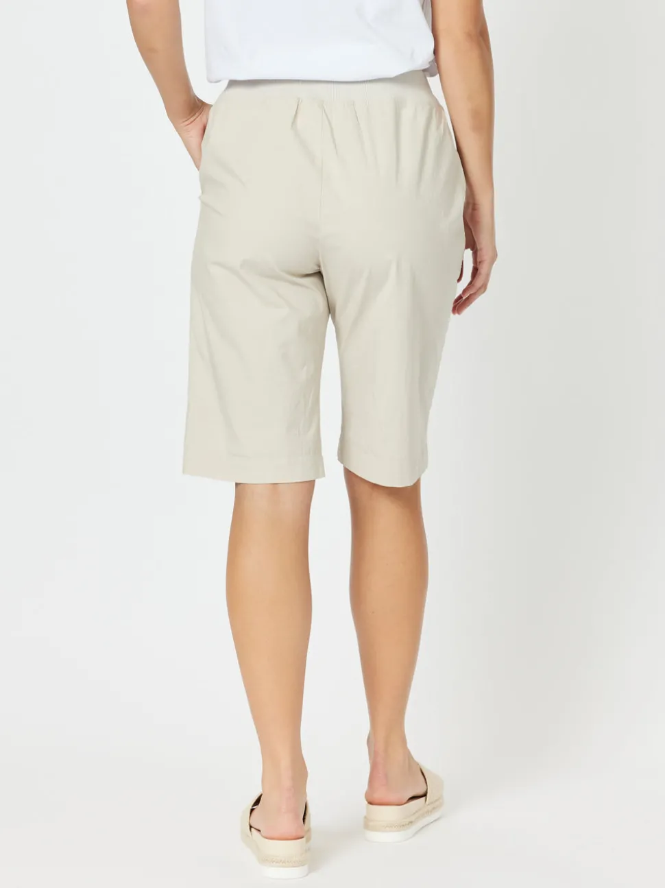Santorini Cotton Pull On Shorts - Stone
