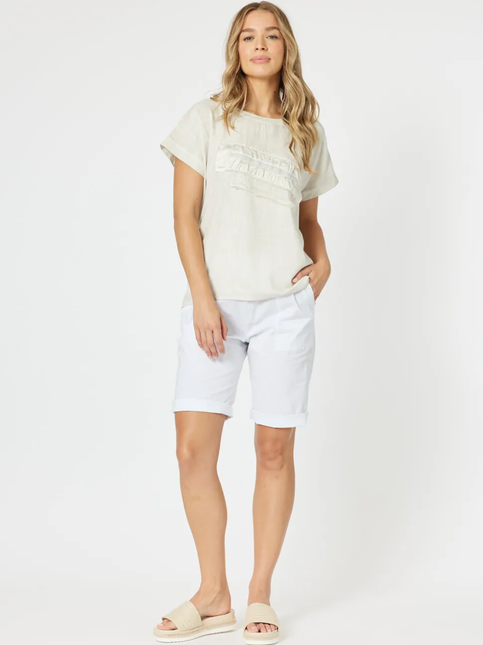 Santorini Cotton Pull On Short - White