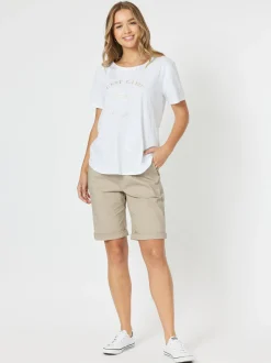 Santorini Cotton Pull On Shorts - Natural