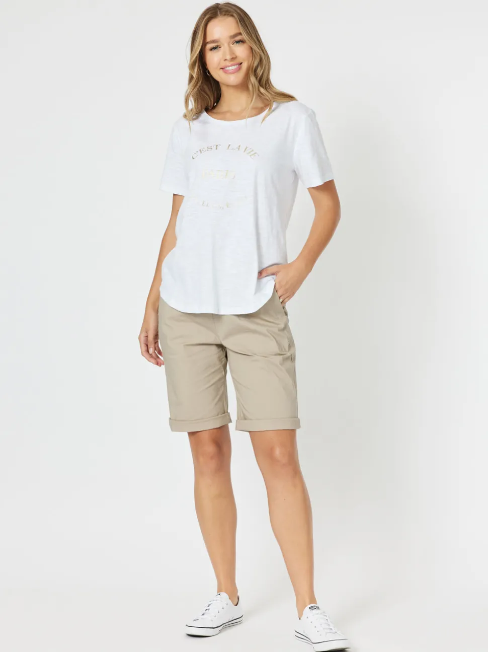 Santorini Cotton Pull On Shorts - Natural