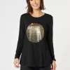 Sequin Sphere Long Sleeve Tee - Black/Gold