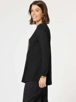 Sequin Sphere Long Sleeve Tee - Black/Gold