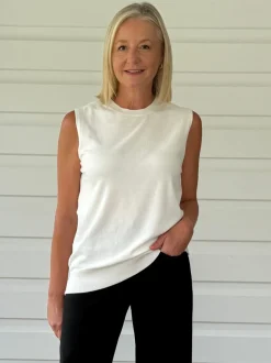 Shelly Sleeveless Knit Top - White