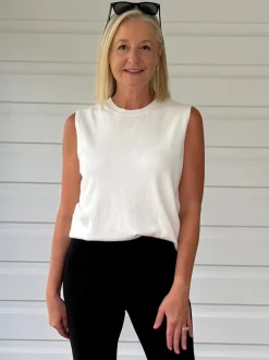 Shelly Sleeveless Knit Top - White