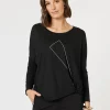 Side Twist Long Sleeve Tee - Black