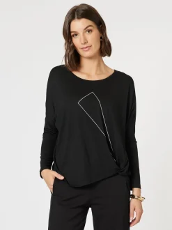 Side Twist Long Sleeve Tee - Black