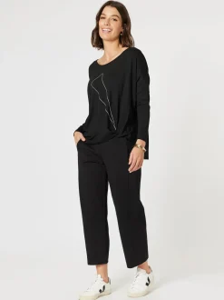 Side Twist Long Sleeve Tee - Black