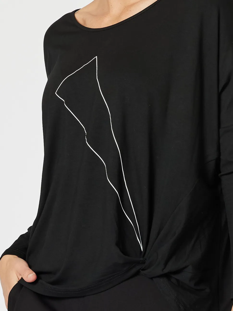 Side Twist Long Sleeve Tee - Black