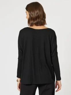 Side Twist Long Sleeve Tee - Black