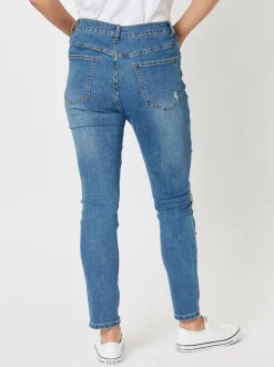 Sofia Patch Slim Leg Jean - Denim