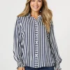 Soho Stripe Print Shirt - Navy/White
