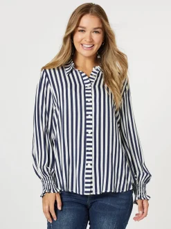 Soho Stripe Print Shirt - Navy/White