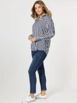Soho Stripe Print Shirt - Navy/White