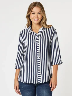 Soho Stripe Print Shirt - Navy/White