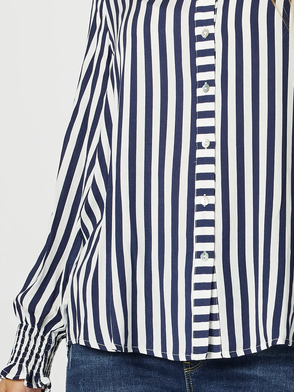 Soho Stripe Print Shirt - Navy/White